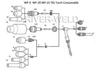 TIG welding gas lens kit SUIT TIG WP 9 20 torches 6pcs  