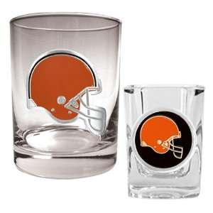 Cleveland Browns Rocks Glass & Shot Glass Set: Kitchen 