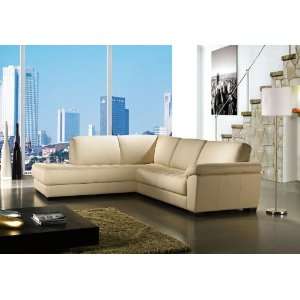   VIG  Bella Italia Leather 281 Sectional Sofa in Cream: Home & Kitchen