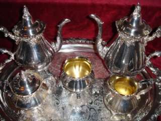 WALLACE BAROQUE SILVERPLATED TEA SET TRAY WASTE BOWL  