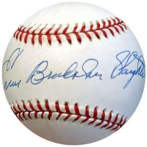  Enos Bradsher Slaughter Autographed NL Baseball PSA/DNA 