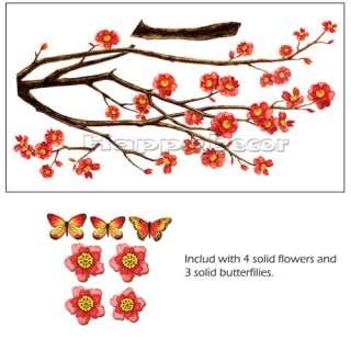 Cherry Blossom Butterflies Wall Decal Stickers