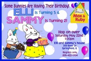 MAX & And RUBY Birthday Party Invitations  Personalized  