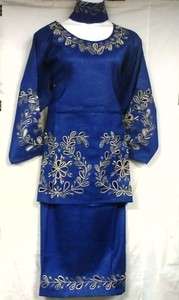 African Women Clothing Skirt Suit Outfit Royal Blue Gold NotCom L XL 