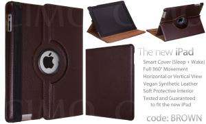 New iPad 3 360 Rotating Leather Case Smart Cover Stand Apple iPad 2 