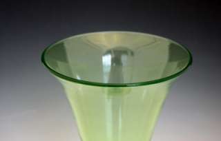 FINE C1930s PAIRPOINT LARGE GREEN GLASS CONTROLLED BUBBLE VASE No 