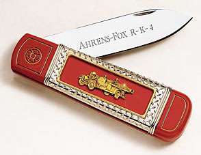 FRANKLIN MINT ~ The Firefighters Knife ~ Ahrens Fox  