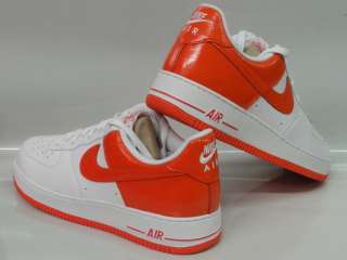 Nike Air Force 1 White Orange Sneakers Mens Size 10  
