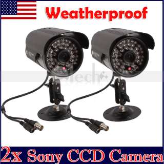 2x Surveillance Security CCTV CCD Camera 48IR Infared 420TVL Outdoor 