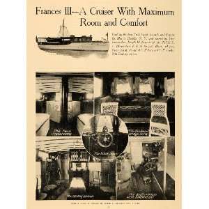 1920 Ad Frances III Cruiser Boat Joseph M. Grasser   Original Print Ad