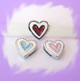 50pcs 8mm Heart Slide Charms Fit Pet Collar Dog Tag Wristband  