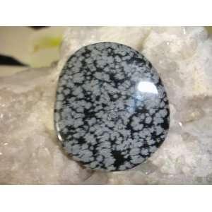 Snowflake Obsidian Flat Worry Stone for Crystal Healing 