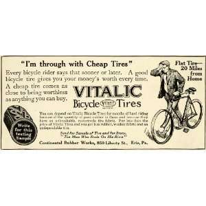  1915 Ad Vitalic Bicycle Tires Continental Rubber Liberty 