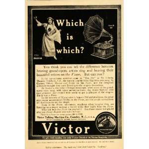 1908 Ad Victor III Phonograph Geraldine Farrar Nipper   Original Print 