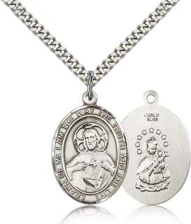 Sterling Silver Scapular Medal 1 Oval Pendant Necklace  