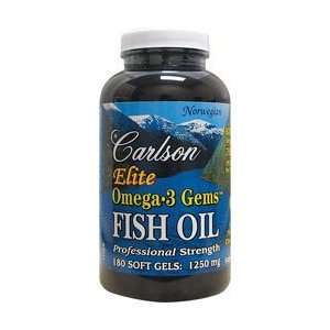  Carlson Labs Elite Omega 3 Gems Fish Oil 1250mg, 180 