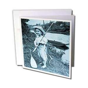  the Past Vintage Stereoview   Country Boy Cyan tone   Greeting Cards 