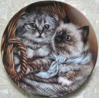 HEATHER & HANNAH By ALEXEI ISAKOV Plate BASKETS OF LOVE Cat Kitten 