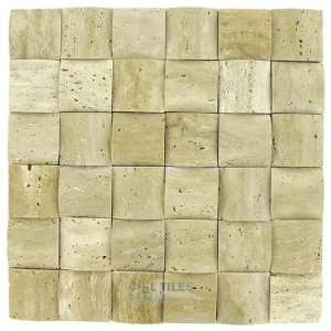  2 x 2 pillowed tile in polished light travertine 12 x 