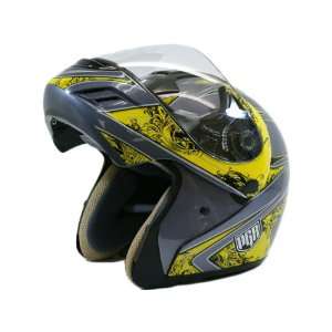   Face Motorcycle Helmet DOT Approved (Small, Yellow Silver): Automotive
