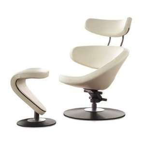 Human Design Peel Chair with Footrest Fabric: Snow White Leather 