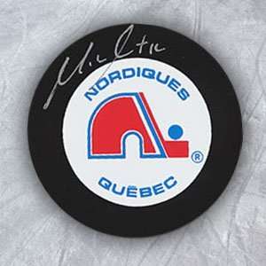  MICHEL GOULET Quebec Nordiques SIGNED Hockey Puck: Sports 