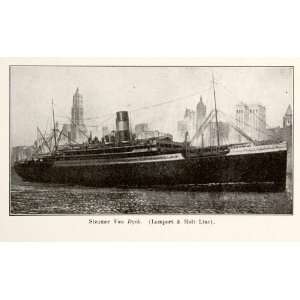 Print South America Steam Ship Van Dyck Ocean Liner Lamport Holt Line 