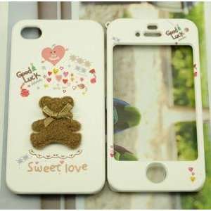Sweet Love Teddy Plastic Full Case Front+back for Iphone 4 / 4s