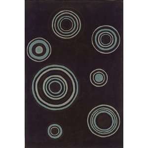  110 x 210 Area Rug Circles Pattern in Chocolate and 