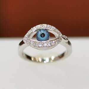  Silver & Cz Evil Eye Ring Jewelry