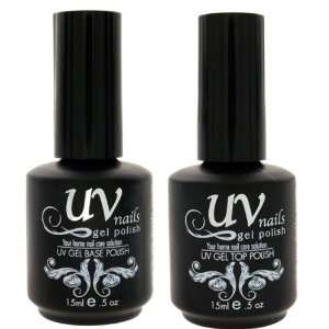  UV Nails Soak Off Gel Polish .5oz Base & Top Coat .5oz + Aviva Nail 