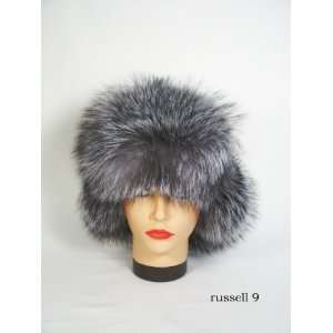   Silver Fox Fur Hat Trooper Ushanka Bomber Leather Top: Everything Else