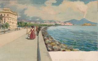 Napoli Naples Italy Via Chiasa old art 1900s Postcard  