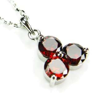  CZ Triangle Necklace, Garnet Colored CZs, 18 Jewelry