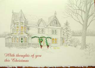 Old Fashioned Victorian Home Christmas Greeting Card Thoughts Of You 