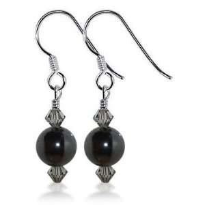 Made with Swarovski Elements Hematite Crystal Sterling Silver French 