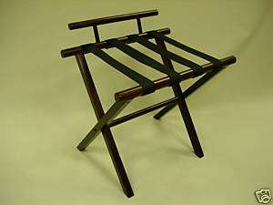 Wood hotel luggage rack with backing in Walnut, NEW  