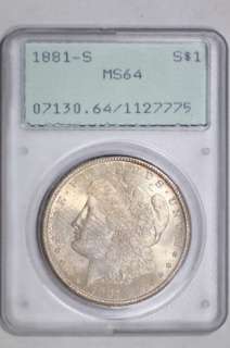 1881 S Morgan Silver Dollar MS64 PCGS United States Mint Coin  
