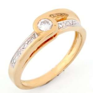  14k Solid Yellow Gold CZ Unique Promise Engagement Ring Jewelry