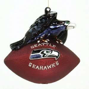   Seahawks NFL Glass Mascot Football Ornament (6) Everything Else