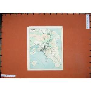  1962 Colour Map Athens Attica Piraeus Salamis Aiyina