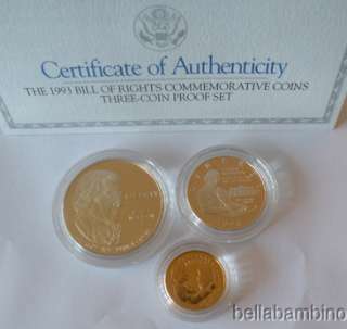 1993 UNITED STATES GOLD SILVER BILL OF RIGHTS COIN SET  