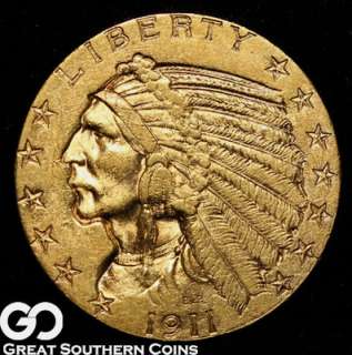 1911 $5 GOLD Indian Half Eagle CHOICE BU ** NICE  