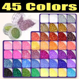 45 Color Fine Acrylic UV Gel Nail Art Decoration Glitter Dust Sparkle 