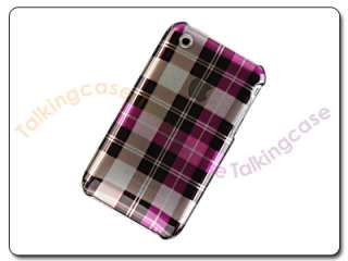   Pink Plum Plaid Checker Hard Case Cover For AT&T Apple iPhone 3G 3GS