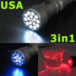 15 LED+UV+LASER Ultraviolet Flashlight Light Lamp Torch  