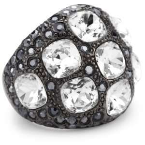Kenneth Jay Lane Hematite Color And Crystal Dome Ring, Size 7