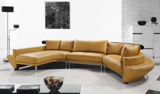 Ultra Modern Leather Sectional Sofa Set w/ Stainless Steel Modern 