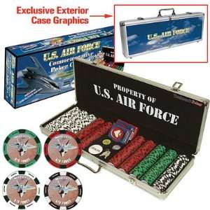   Air Force CLAY Filled 500 Poker Chip Set W/Custom Case Heavy Duty