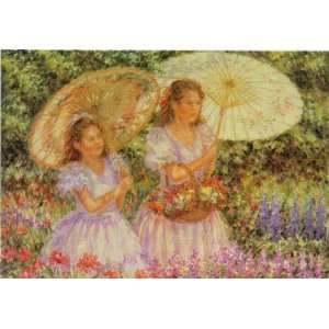  Two Women With Umbrellas by Konin. Size 27.50 X 20.00 Art 